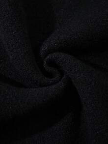ANDREILEE Autumn/Winter Men's New Loose Minimalist Solid Color English Letter & Bullseye Pattern Commute Versatile Sporty Casual Distressed Design Knitted Long Sleeve Crew Neck Sweater Pullover - Black - View 11