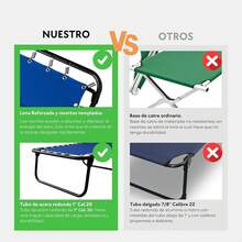 PEGASO Catre Camastro de Lona Reforzada, Resistente y Duradero, Ideal Playa, Camping, 182x65x34 (Mod KSL-Gris) - REY - Ver 9