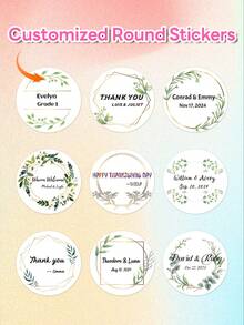 20pcs Personalized Round Text Labels, 5x5cm/2x2in, Customized Waterproof Scratch-Resistant Removable Stickers, Wedding Favor Gift Box Seal Stickers, Thank You Labels, Baking Handmade Business Decoration, Wine Bottle Notebook, Christmas Thanksgiving Gift Labels - Multicolor 5 - View 2