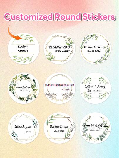 35pcs Customized Thanksgiving & Christmas Text Stickers, Round (4x4cm), Waterproof & Scratch-Resistant, Suitable For Wedding, Thanksgiving & Christmas Gift Boxes Name Stickers And Gift Stickers, Also Can Be Used For Personalized Decoration On Stationery, Water Bottles, Notebooks, Wine Bottles And Cups, Easy To Stick And Remove, High-Quality Custom Waterproof Stickers, Personalized Labels,Wallpaper Stickers Wall
