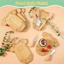 D6 Set Baby Shower Prizes For Game Winners AdultsClothing Shaped Charcuterie Board Set Thank You Card And Gift Bags For Baby Shower Wedding Bridal Shower Favors Bamboo Color - 如圖 - 查看 7