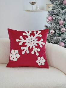 1pc Snowflake Embroidered Throw Pillow Cover, Suitable For Living Room, Bedroom, Party, Sofa, Car And Various Environments, All Season