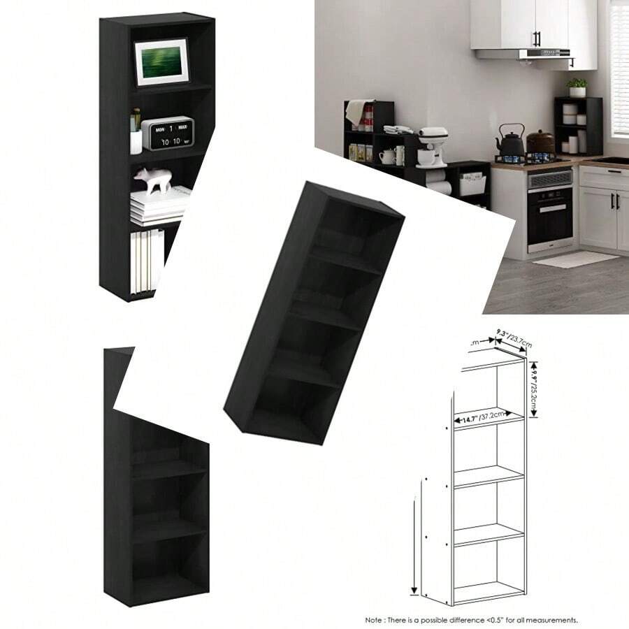 Luder 4Tier Open Shelf Bookcase Blackwood