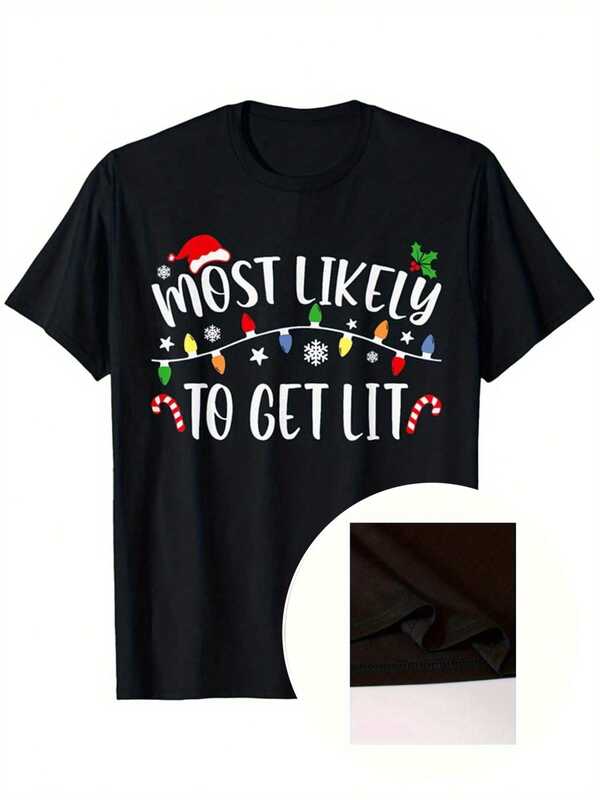 Most Likely To Get Lit Funny Christmas Family Matching T-Shirt