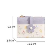 New Korean Cute Floral PU Leather Short Wallet Student Coin Purse Card Holder Zipper Pouch For Women Wallet Mini Wallet Purse Wallet Small Wallet Cute Wallet Card Wallet Coin Wallet