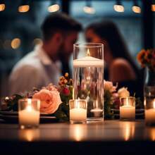 Set Of 24 3 - Inch Floating Candles, White Smokeless And Unscented, Burning Continuously 8 - 10 Hours, Suitable Valentine's Day, Weddings, Holidays, Home Decoration