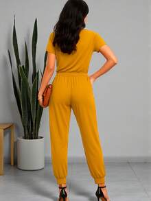 Mono De Mujer Sexy, Comodo Y Ligero Con Detalle De Cinturon #SensaciónDelujo #EstiloRomanticoDeSanValentín - Amarillo Mostaza - Ver 3