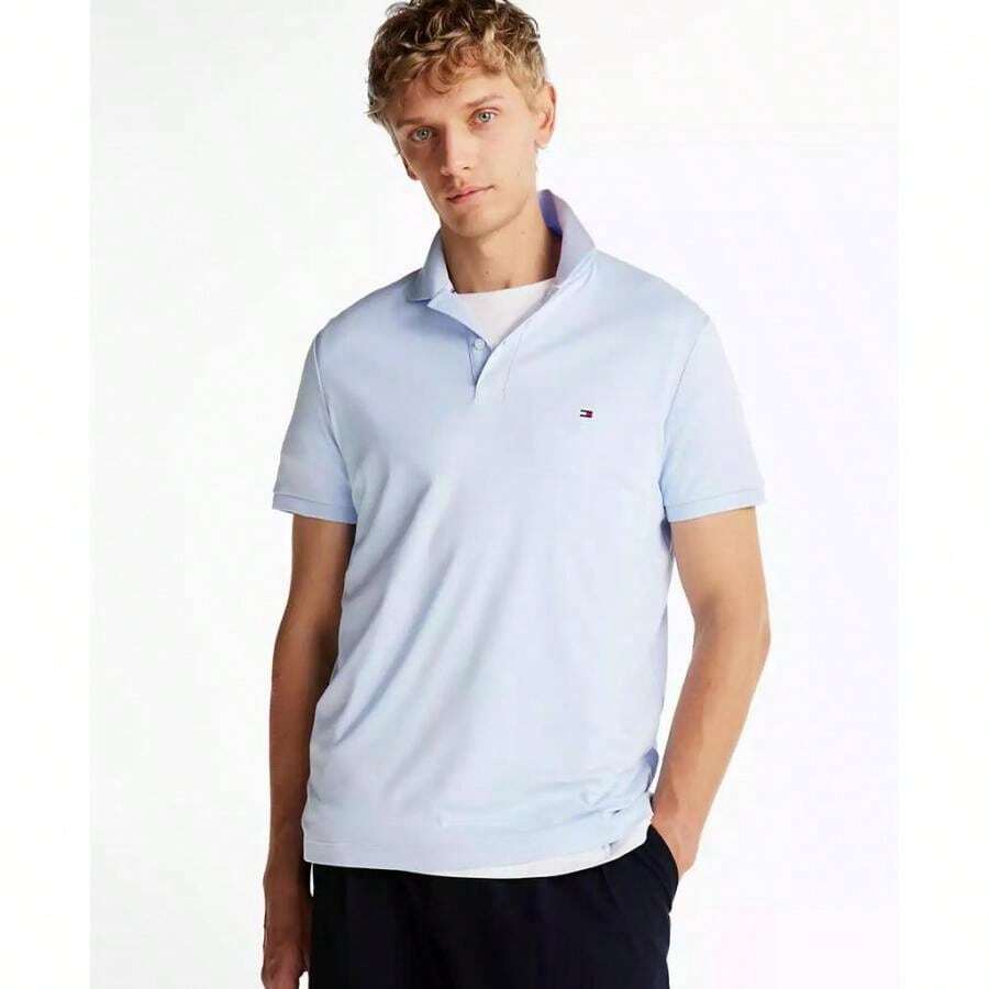Tommy Hilfiger Men's Regular-Fit Ultra Soft Liquid Cotton Polo Shirts | Fall Fashion - Breezy Blue - View 1