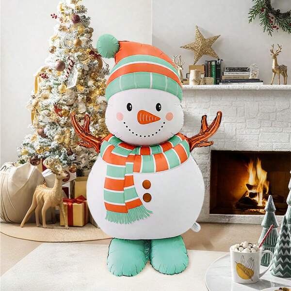 1/2 pezzi Palloncino in foil a forma di pupazzo di neve con base da 48 pollici, adatto per decorazioni di feste di Natale, decorazioni a tema invernale per compleanni, decorazioni da giardino, decorazioni con palloncini natalizi, creazione di atmosfera festiva