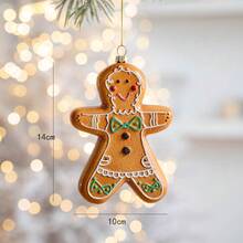 Adorno colgante de árbol de Navidad, diseño creativo de hombre de jengibre de color galleta antigua (1 pieza) - Hombre de jengibre marrón - Ver 1
