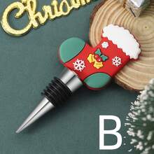 1pc Christmas Small Gift, Christmas Gift, Party Favor, Christmas Tree Shaped Wine Bottle Stopper - Multicolor - View 5