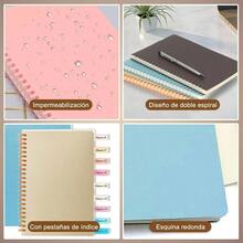 5 PCS Cuadernos de Espiral, Libreta de Notas con Pasta Dura de A5 PlStico con Pestaas de ndice, Libretas de Color de Tapa Dura con 320 Hojas de Raya, Cuaderno de Notas para Universidad, Oficina y Agenda Personal - Morandi - Ver 5