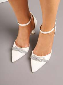 Elegante spitze Slingback Absatzschuhe - Damenschuhe für Abend/Party - Weiss - Übersicht 4