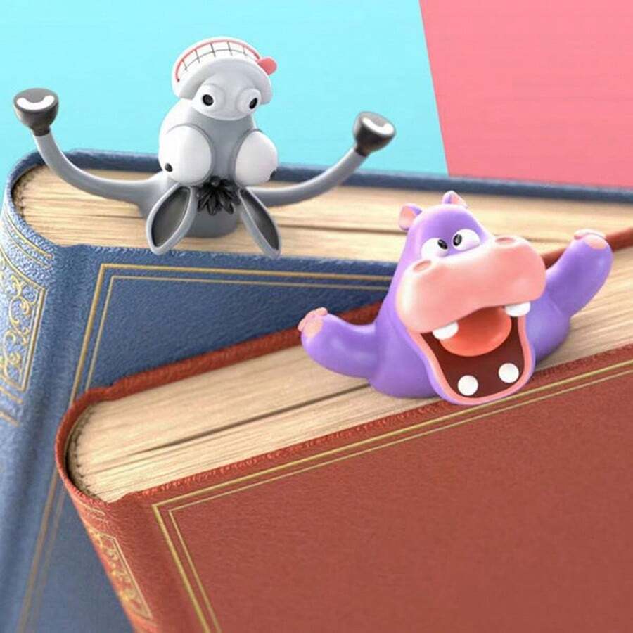 Semne de carte creative 3D cu desene animate, cu panda, geckos, lupi și măgari, cu aparențe aplatizate și exagerate interesante. - Multicolor - Vizualizare 1