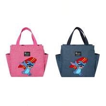 Adorable bolsa de almuerzo aislada con diseño de Stitch - Portador térmico de alimentos de doble bolsillo con grueso papel de aluminio, mantiene las comidas calientes para la escuela, de vuelta a la escuela, útiles escolares, oficina y actividades al aire libre | Colección
