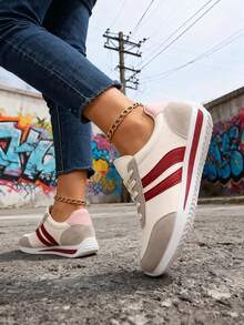 FZY These New 2026 Women's Casual Sneakers Feature Breathable Laces For Easy Slip-On And Slip-Off Without Lifting Your Heels. Ideal For Outdoor Activities, These Shoes Are Perfect For Women Who Prefer A Casual Or Preppy Style, As Well As Runners. They're Perfect For Travel, School, And Hiking. A Must-Have In Every Woman's Wardrobe During Valentine's Day – Elegant Women's Sneakers. A Variety Of Styles Of Women's Casual Sneakers Are Also Available. Stylish And Versatile White Sneakers And Orange Outdoor Sneakers Are Also Available. - Đỏ - Xem 5