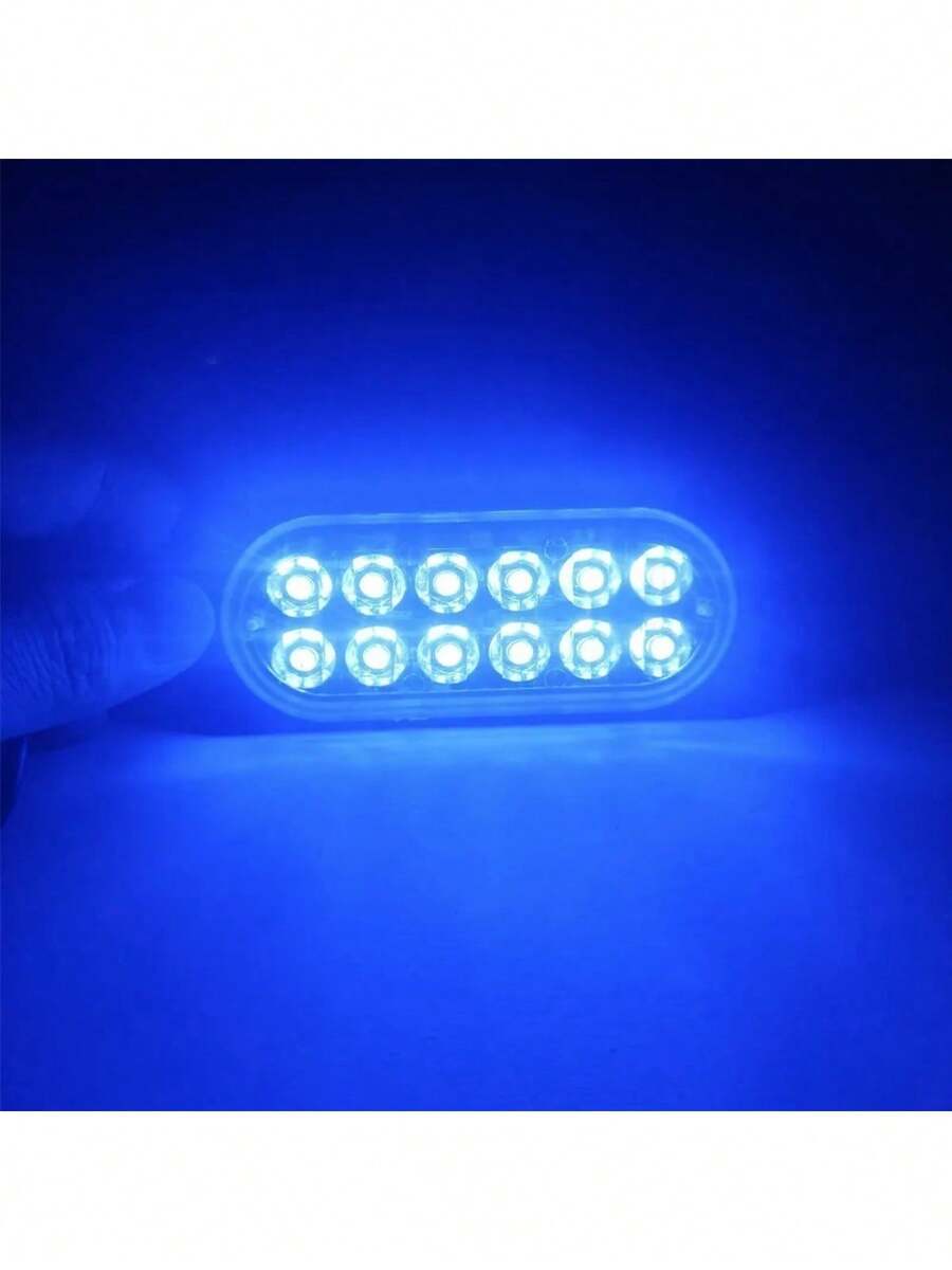 1par Lateral Faro Led Barra Estrobo Escolta Patrulla Auto - Azul - Ver 1