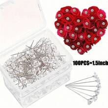 400 件/4 盒 38 毫米水晶定位针用于服装裁剪/十字绣/DIY 工艺品花束针、胸花针、水钻花胸针、水晶胸针、婚礼新娘发饰配饰装饰工艺、婚礼用直头针、珠宝 DIY 装饰、绗缝和工艺