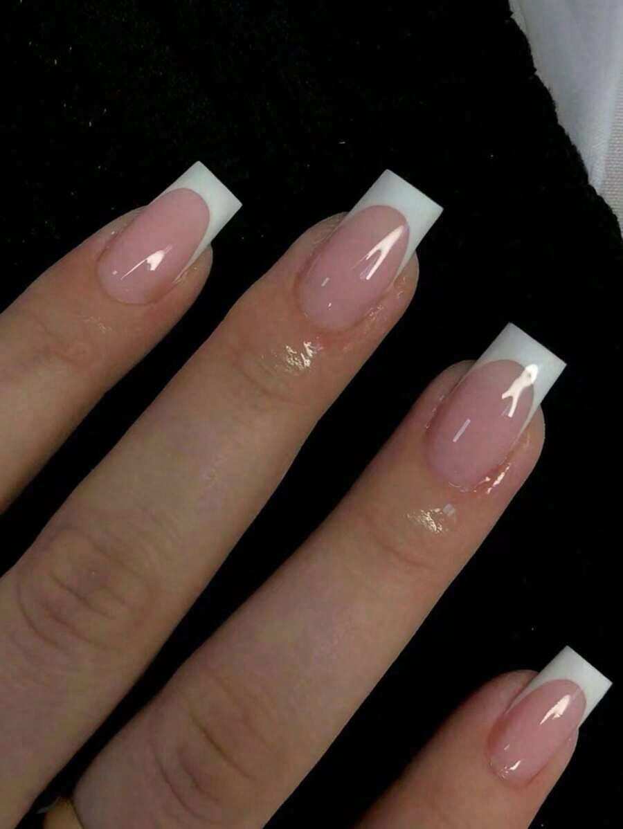 24 Pcs Of Medium-Length Square Press On Nails Classic Versatile Gentle White French Edge Elegant Daily Diy Jewelry Fake Nails With 1 Piece Of Jelly Glue And 1 Piece Of Filing Strips Nail Supplies NailsChristmas Press On Reusable Winter Xmas False Nails - Red Short Square Glitter Stick On Nails With Candy Design Snowflake Glossy Finish - Silver Glitter For Women Girls Holiday Manicure Include: 1pc Jelly Glue And 1pc Nail File, Christmas Nails Nails For Ladies Daily Wear And Holidays - 彩色 - 查看 1