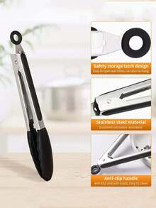 3 件 1 件 21/27/34 厘米不锈钢烧烤钳，带硅胶头 - 耐热，防刮食物夹，适用于空气炸锅和不粘锅，黑色和红色，符合人体工程学设计，适用于烹饪、烧烤和烘焙，烧烤配件，时尚厨房工具，耐用厨具，烹饪钳，厨房金属熊爪，玉米棒夹，厨房配件，厨房用具，上菜钳，烧烤钳，食物钳 - 彩色 - 查看 16