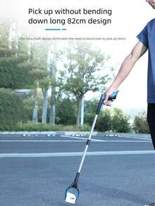 1pc (Random Color) Foldable Trash Picker, Aluminum Alloy Litter Tongs, Sanitation Pliers, Garbage Collection Tool, Long Grabber With Foldable Clamp, Comes With Trash Bags