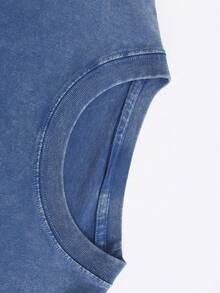 Interesting Printed Round Neck Short-Sleeved Cotton T-Shirt, Washed And Distressed Retro Style, Machine Washable, Unisex, Suitable For Casual Travel - Xanh hoàng gia 4 - Xem 2