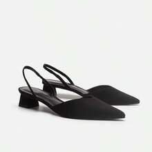 Sandalias de mujer Baotou Nuevo estilo veraniego: sandalias minimalistas de punta afilada y tacón cuadrado Zapatos planos de tacón alto y correa fina para mujer tacones altos - Negro - Ver 7