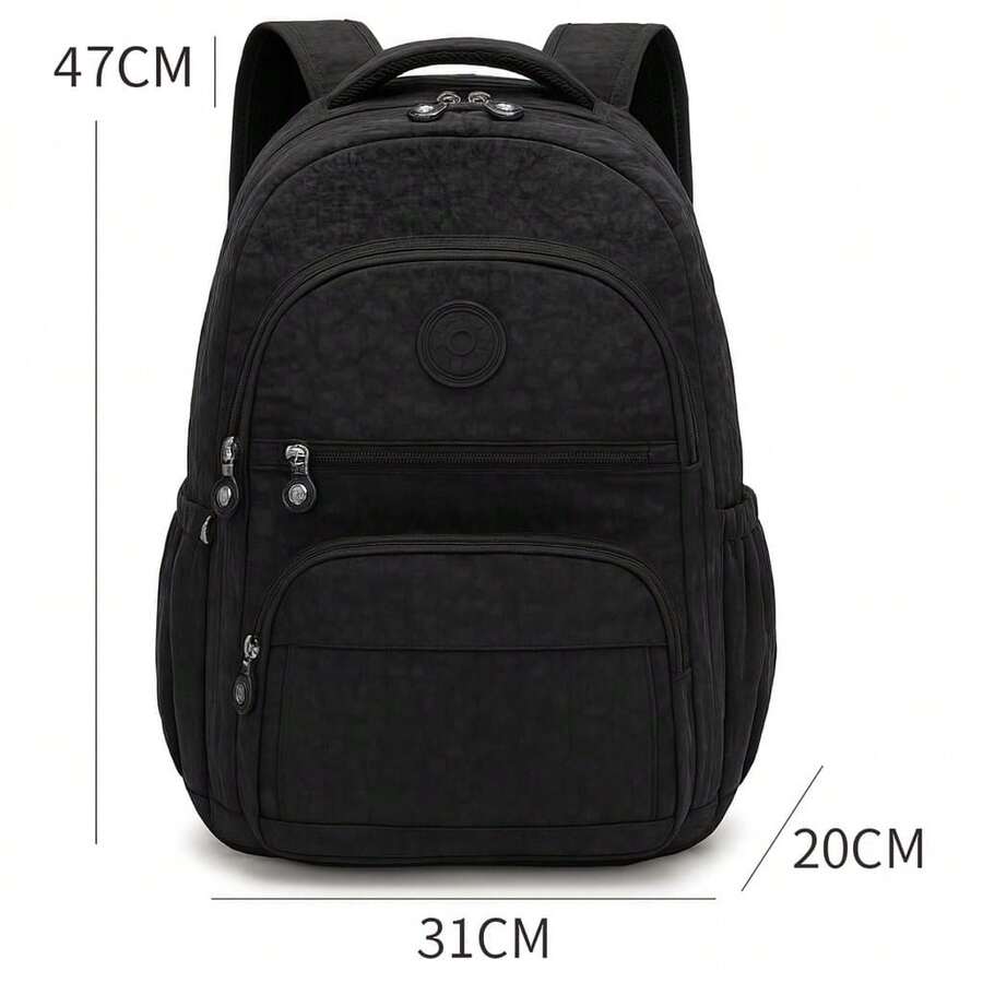 Large Casual School Backpack For Men And Women, Nylon - 黑色 - 查看 1