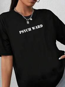 180g pure Cotton PSYCH WARD II new T-SHIRT in 15 Colours sizes S M L XL XXL designer clothes female Casual T-Shirt For Women Casual graphic women Comfortable Unisex Slightly Top For Everyday Wear Versatile Stylish Soft fashion Print Round Neck Short Sleeve Breathable - Negro - Ver 1