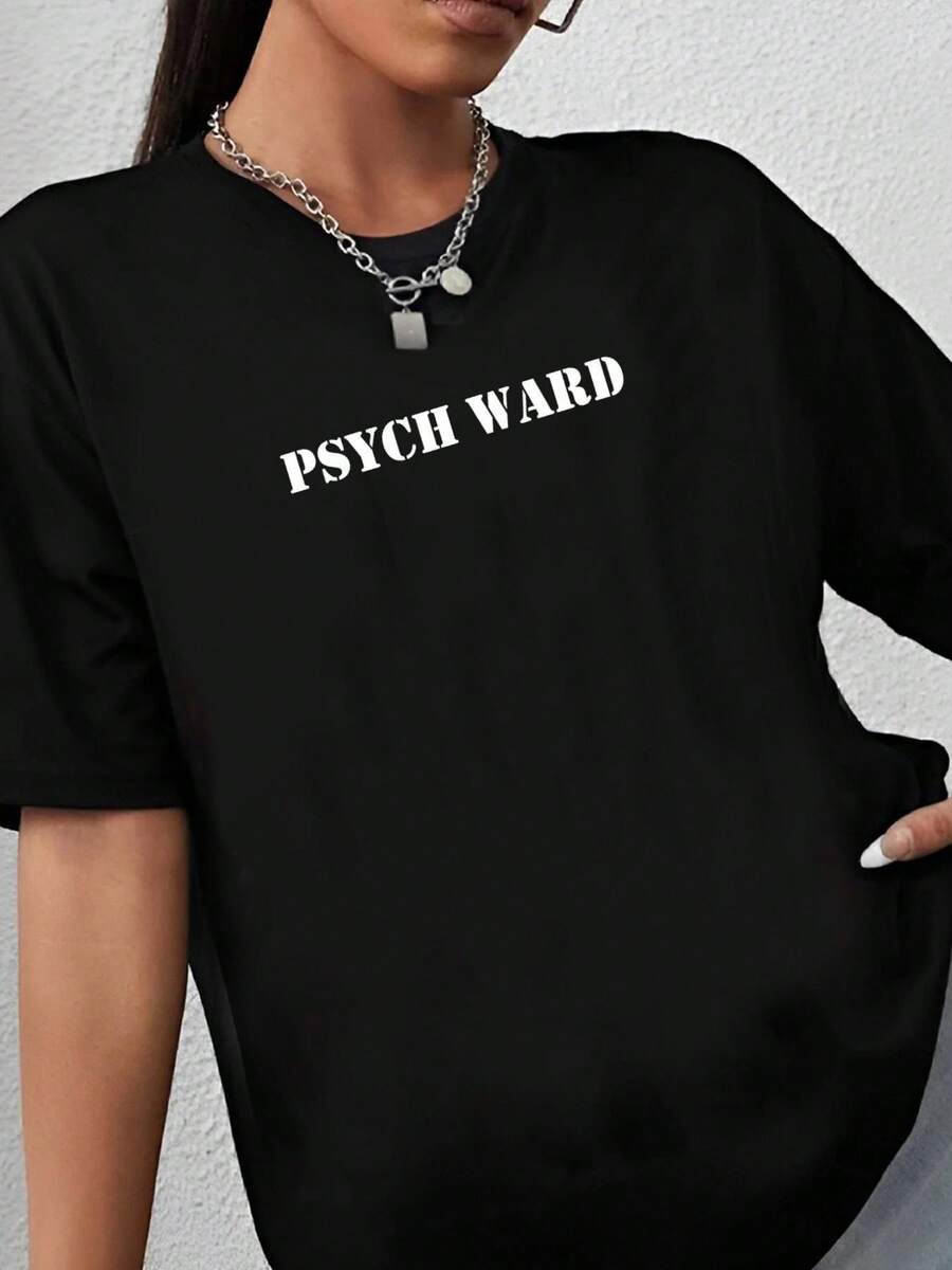 180g pure Cotton PSYCH WARD II new T-SHIRT in 15 Colours sizes S M L XL XXL designer clothes female Casual T-Shirt For Women Casual graphic women Comfortable Unisex Slightly Top For Everyday Wear Versatile Stylish Soft fashion Print Round Neck Short Sleeve Breathable - Negro - Ver 1