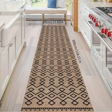 1pc Vintage Linear Area Rug, Polyester Base, Suitable For Living Room, Bedroom, Kitchen, Outdoor Entrance - Beige And Black Geometric Pattern, Easter Decor Doormat, Absorbent Pad, Garden Mat | Modern Indoor Rug - Multicolor - View 4