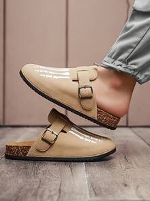 男士时尚一脚蹬凉鞋 - 时尚复古设计，耐用防滑牵引鞋底，适合远足、徒步旅行、园艺 - 室内和室外，系带闭合 - 多功能四季户外鞋 - 米色 - 查看 7