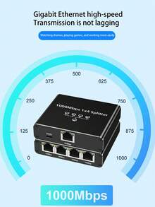 Gigabit Ethernet Cable 1-To-4 Splitter, Allowing Multiple Devices To Use The Internet Simultaneously At High Speed With A Single Network Cable, 1-To-4 Port Sharing Device, RJ45 Network Cable Splitter.