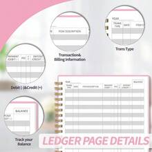 Accounting Ledger Book Small Business Bookkeeping Personal Use, Expense Tracker Notebook Family Budget, Bookkeeping Record Book, Income And Expense Log Book - 8.4x 6.1 Pink - Pink + Medium(8.4" X 6.1" ) - View 4