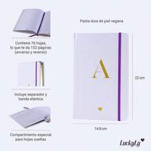 Libreta de Notas Iniciales con Pasta Dura de Piel Vegana, Separador y Elstico, Cuaderno de Notas Profesional como Agenda Mujer y Diario, Regalos para Mujer y Mam u2013 Notebook, Letra R - Letra G - Oro - Ver 6