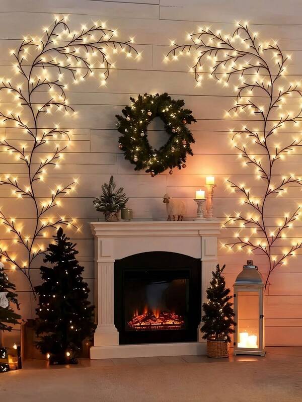 20/96 Luces de rama, luces de hadas de rama de mimbre flexible, luces de decoración de pared alimentadas por USB, luces de decoración de rama de árbol artificial, adecuadas para decoración de jarrones, dormitorio, sala de estar, boda, cumpleaños, vacaciones y Navidad Decoración interior, decoración romántica del hogar