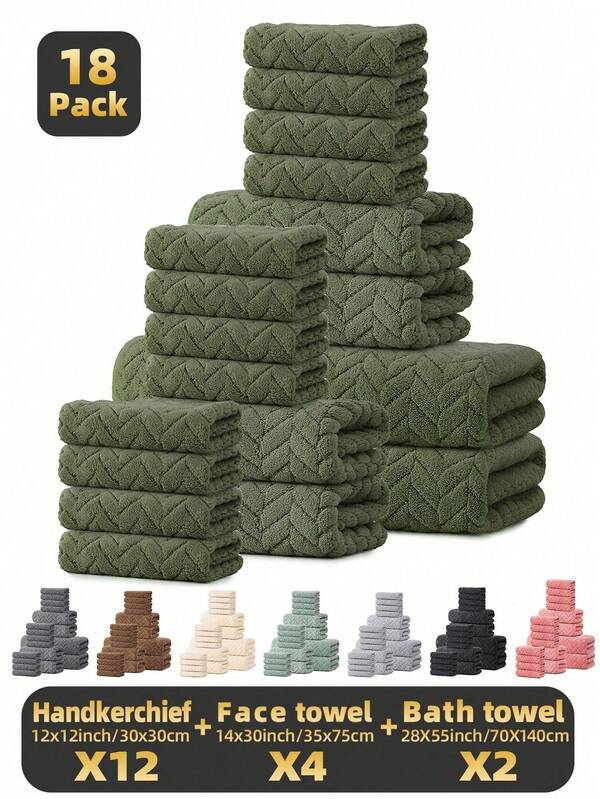 18 pezzi Set Asciugamani in Pile di Corallo [12 Fazzoletti + 4 Salviette + 2 Asciugamani da Bagno], Super Morbidi, Altamente Assorbenti, Amichevoli per la Pelle, Senza Sfilacciature, Senza Sbiadimento, Adatti come Regalo per Ognissanti e Natale, per Casa, Hotel, Spa, Palestra, Cucina, Bagno, Viaggio, Spiaggia, Accessori Essenziali per il Bagno di Lusso, Decorazione per Casa e Bagno (Disponibili in Più Colori)