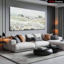 Large Framed Canvas Wall Art - Spring Countryside Landscape Painting, Modern Farmhouse Style White Picket Fence & Wildflowers, Pine Wood Frame, Ready-To-Hang Wrapped Canvas Print For Living Room, Bedroom, Hallway - Nature-Inspired Decor, 2D Flat - 彩色 - 查看 4