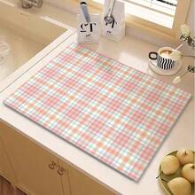 Ins Style Solid Color Striped High-End Diatomite Tablecloth Waterproof And Oil-Resistant Non-Washable Bar Pad, Heat-Insulating Table Pad, Cup And Plate Pad