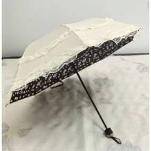 Sombrilla de encaje clsico gtico paraguas proteccin bruja cosplay sesin de fotos accesorios decoracin de, Negro2, Mediano, Clsico - Blanco sucio - Ver 6