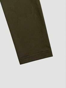 Vestido mini de manga larga de unicolor para mujer + Vestido elegante de unicolor con decoración de nudo de PU y volante en el bajo - Verde - View 4