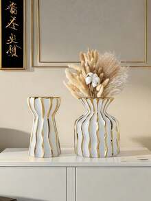 1 pieza Jarrón de estilo nórdico de cerámica con textura, adecuado como jarrón decorativo de oficina, jarrón de mesa de sala de estar para flores frescas o secas, y jarrón decorativo de entrada. Decoración del hogar, decoración de la habitación, jarrón de flores, jarrón de vidrio