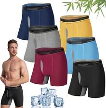 IGOLUMON Boxer Hombre 6 Piezas Calzones De Hombre Transpirables Boxer Hombre Bambu Ropa Interior Hombre Boxer Deportivos Hombre con Bragueta - 1*N 1*G 1*celeste 1*azul 1*rojo dátil 1*amarillo - Ver 8
