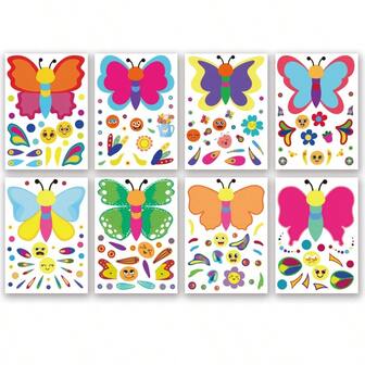 8 pezzi/confezione Adesivi creativi a forma di farfalla per decorazione fai-da-te, scrapbooking, personalizzazione per bambini