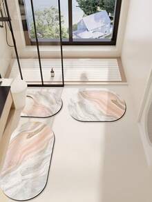 1/3 buc Covoraș Absorbant Antiderapant pentru Baie, Covoraș cu Gel de Silice, Baie cu Model Retro, Covoraș de Toaletă în Formă de U, Covoraș Absorbant pentru Chiuvetă, Covoraș de Bucătărie cu Grosime de 2,5 mm Decor de Crăciun