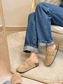 Fashionable Women's Clogs, Solid Color And Thick Sole, Comfortable For Work, Casual And Vacation. - TAUPE - View 2