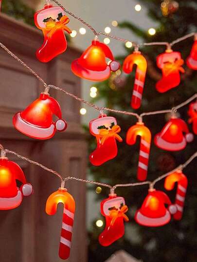 1 قطعة أضواء سلسلة عيد الميلاد، إضاءة ليد جو عيد الميلاد، قلادة قبعة سانتا/حلوى، أضواء جنية للغرفة، إضاءة ليلية للحضانة، أضواء ديكور العطلات، لديكور عيد الميلاد، ديكور المنزل، ديكور الحائط، ديكور المطبخ، ديكور غرفة الألعاب، ديكور الحفلات