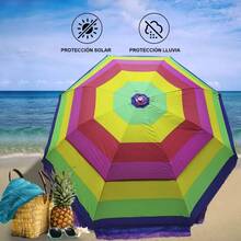 Sombrilla para Playa porttil, sombrilla para Mesa de Jardin, terrazas, Patio, Aire Libre, Camping, Exteriores con Filtro Rayos Arco Iris, 2.15 Metros - Arco iris - Ver 6