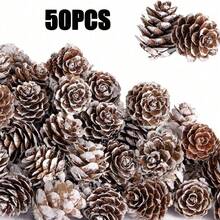 100 件圣诞天然迷你松果 - 小型圣诞雪松果装饰品 - 感恩节迷你雪松果，用于 DIY 工艺品花瓶填充物秋冬家居圣诞树装饰 - 彩色 - 查看 10