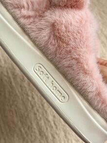 Damskie, jednokolorowe, swobodne, pluszowe kapcie wsuwane z futerkowym wykończeniem, wygodne, domowe ubranie na jesień/zimę